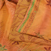 Sanskriti Vintage Sarees Orange Hand Beaded Pure Crepe Sari 5yd Craft Fabric