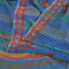 Sanskriti Vintage Sarees Blue/Green Embroidery Pure Crepe Silk Print Sari Fabric