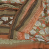 Sanskriti Vintage Sarees Orange Pure Crepe Silk Printed Sari 5yd Craft Fabric