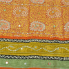 Sanskriti Vintage Sarees Orange Pure Crepe Hand Bead Sequins Printed Sari Fabric