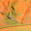 Sanskriti Vintage Sarees Orange/Green Pure Crepe Silk Printed Sari Craft Fabric