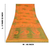 Sanskriti Vintage Sarees Orange/Green Pure Crepe Silk Printed Sari Craft Fabric