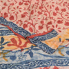 Sanskriti Vintage Sarees Red/Blue Pure Crepe Silk Printed Sari 5yd Craft Fabric