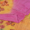 Sanskriti Vintage Sarees Yellow/Pink Pure Crepe Hand Beads Print Sari 5yd Fabric