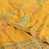 Sanskriti Vintage Sarees Yellow Pure Crepe Silk Printed Sari 5yd Craft Fabric