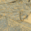 Sanskriti Vintage Sarees Pale-Yellow Pure Crepe Silk Print Sari 6yd Craft Fabric