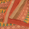 Sanskriti Vintage Sarees Orange Pure Crepe Silk Printed Sari 6yd Craft Fabric