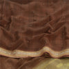 Sanskriti Vintage Sarees Brown Sequins Woven printed Pure Crepe Sari 5yd Fabric