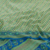 Sanskriti Vintage Sarees Ivory 100%Pure Crepe Silk Printed Sari 5yd Craft Fabric