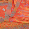 Sanskriti Vintage Sarees Orange Embroidered Pure Crepe Printed Sari 5yd Fabric