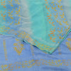 Sanskriti Vintage Sarees Shades Of Blue Pure Crepe Printed Sari 5yd Craft Fabric