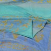 Sanskriti Vintage Sarees Shades Of Blue Pure Crepe Printed Sari 5yd Craft Fabric