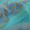 Sanskriti Vintage Sarees Shades Of Blue Pure Crepe Printed Sari 5yd Craft Fabric