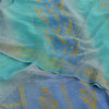 Sanskriti Vintage Sarees Shades Of Blue Pure Crepe Printed Sari 5yd Craft Fabric