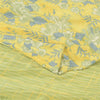 Sanskriti Vintage Sarees Lemon Green Pure Crepe Silk Print Sari 5yd Craft Fabric