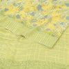 Sanskriti Vintage Sarees Lemon Green Pure Crepe Silk Print Sari 5yd Craft Fabric