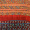 Sanskriti Vintage Sarees Peach Pure Crepe Silk Printed Sari 5yd Craft Fabric