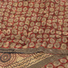 Sanskriti Vintage Sarees Red Embroidered Pure Crepe Silk Printed Sari 5yd Fabric