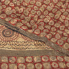 Sanskriti Vintage Sarees Red Embroidered Pure Crepe Silk Printed Sari 5yd Fabric