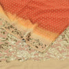 Sanskriti Vintage Sarees Orange Pure Crepe Silk Printed Sari 5yd Craft Fabric