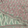 Sanskriti Vintage Sarees Dusty Red/Green Pure Crepe Silk Printed Sari 6yd Fabric