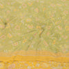 Sanskriti Vintage Sarees Green/Yellow Pure Crepe Silk Printed Sari Craft Fabric