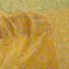 Sanskriti Vintage Sarees Green/Yellow Pure Crepe Silk Printed Sari Craft Fabric