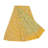 Sanskriti Vintage Sarees Green/Yellow Pure Crepe Silk Printed Sari Craft Fabric