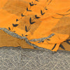 Sanskriti Vintage Sarees Yellow Pure Crepe Silk Printed Sari 5yd Craft Fabric