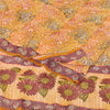 Sanskriti Vintage Sarees Saffron Pure Crepe Silk Printed Sari 5yd Craft Fabric