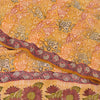 Sanskriti Vintage Sarees Saffron Pure Crepe Silk Printed Sari 5yd Craft Fabric