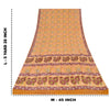 Sanskriti Vintage Sarees Saffron Pure Crepe Silk Printed Sari 5yd Craft Fabric