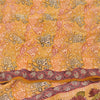 Sanskriti Vintage Sarees Saffron Pure Crepe Silk Printed Sari 5yd Craft Fabric