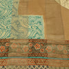 Sanskriti Vintage Sarees Brown Blend Crepe Printed Woven Sari 5yd Craft Fabric