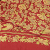 Sanskriti Vintage Sarees Red 100% Pure Crepe Silk Printed Sari 5yd Craft Fabric