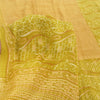 Sanskriti Vintage Sarees Green/Brown Pure Crepe Silk Print Sari 5yd Craft Fabric