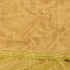 Sanskriti Vintage Sarees Green/Brown Pure Crepe Silk Print Sari 5yd Craft Fabric