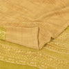 Sanskriti Vintage Sarees Green/Brown Pure Crepe Silk Print Sari 5yd Craft Fabric