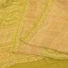 Sanskriti Vintage Sarees Green/Brown Pure Crepe Silk Print Sari 5yd Craft Fabric