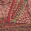 Sanskriti Vintage Sarees Dusty Pink Pure Crepe Silk Print Sari 5yd Craft Fabric