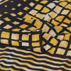 Sanskriti Vintage Sarees Yellow/Black Pure Crepe Printed Sari 5yd Craft Fabric