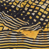 Sanskriti Vintage Sarees Yellow/Black Pure Crepe Printed Sari 5yd Craft Fabric