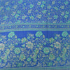 Sanskriti Vintage Sarees Blue Blend Crepe Printed Sari Floral Soft Craft Fabric