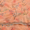 Sanskriti Vintage Sarees Peach/Orange Pure Crepe Silk Printed Sari Craft Fabric