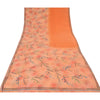 Sanskriti Vintage Sarees Peach/Orange Pure Crepe Silk Printed Sari Craft Fabric