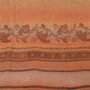 Sanskriti Vintage Sarees Peach Pure Crepe Silk Printed Sari Floral Craft Fabric