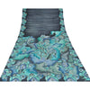 Sanskriti Vintage Sarees Grayish-Black/Blue Pure Crepe Printed Sari Craft Fabric