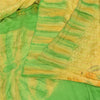 Sanskriti Vintage Sarees Yellow/Green Pure Crepe Silk Printed Sari Craft Fabric