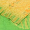 Sanskriti Vintage Sarees Yellow/Green Pure Crepe Silk Printed Sari Craft Fabric