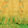 Sanskriti Vintage Sarees Yellow/Green Pure Crepe Silk Printed Sari Craft Fabric